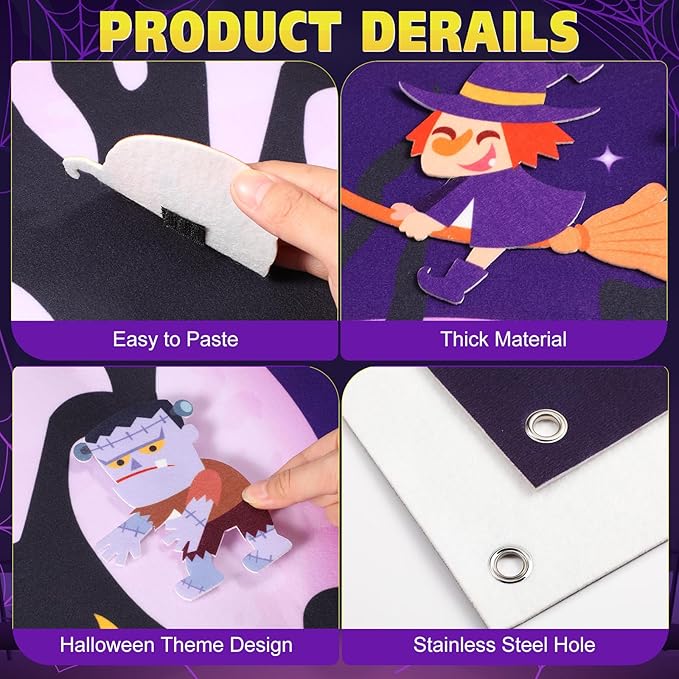 Halloween Felt Board 3.4FT 36 Pcs Happy Halloween Felt Story Board Dead Tree DIY Craft Project Scary Pumpkin Ghost Hanging Ornament Decor Storytelling for Trick or Treat Gift (36, Tree)