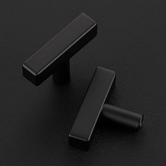 15 Pack Black Cabinet Knobs - Sqaure Bar Cabinet Pulls Matte Black Knobs for Kitchen Drawer Stainless Steel Dresser Pulls for Kitchen Hardware 2in Length Single Hole