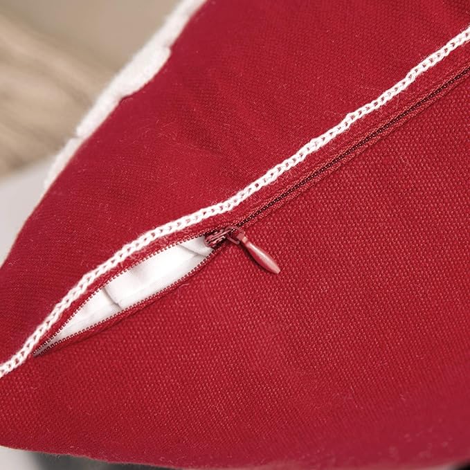 MIULEE Pack of 2 Christmas Decorative Snowflake Throw Pillow Covers Canvas Embroidery Winter Cushion Cases Holiday Decor Soft Pillowcases for Winter Couch Sofa Bedroom Car（Red, 16x16in）