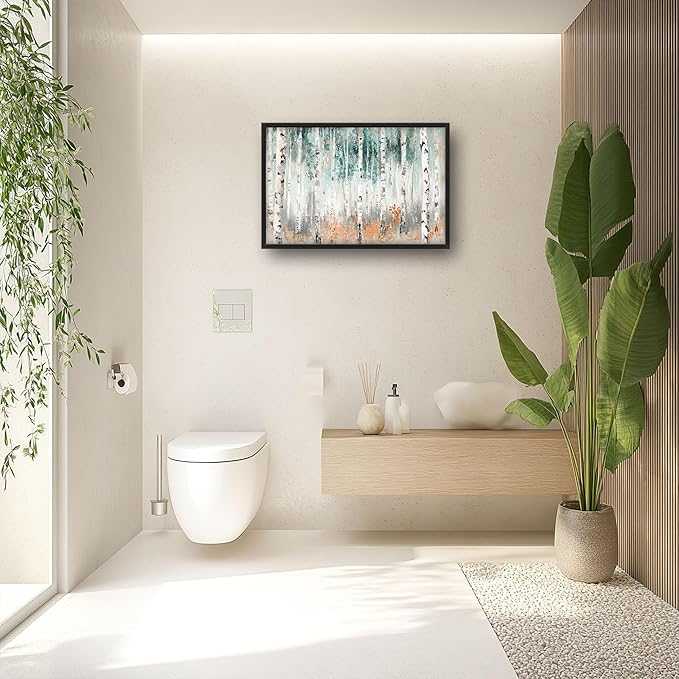 Birch Tree Large Wall Art for Living Room Framed, Birch Forest Wall Decor Pictures, Nature Scenery Trees Landscape Canvas Print Painting, Aesthetic Artwork Bedroom Office Home Decor 36"x24"