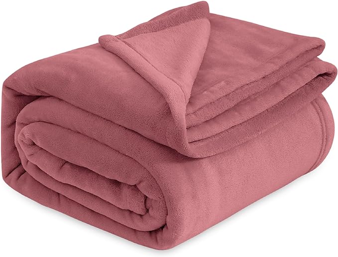 Bedsure GentleSoft Fleece Bed Blankets Queen Size Rose Pink - Soft Lightweight Plush Fuzzy Cozy Luxury Blanket Microfiber, 90x90 inches