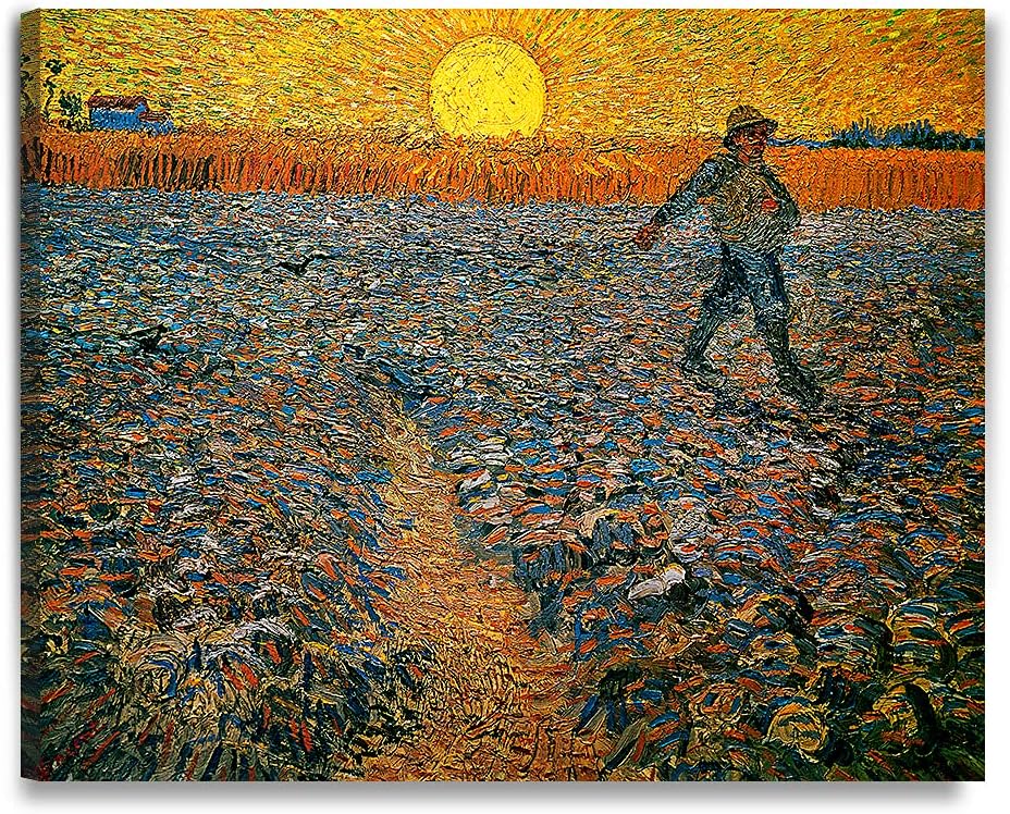 DECORARTS - The Sower - Vincent Van Gogh Art Reproduction. Giclee Print on Canvas. Wall Art for Home. 40x32