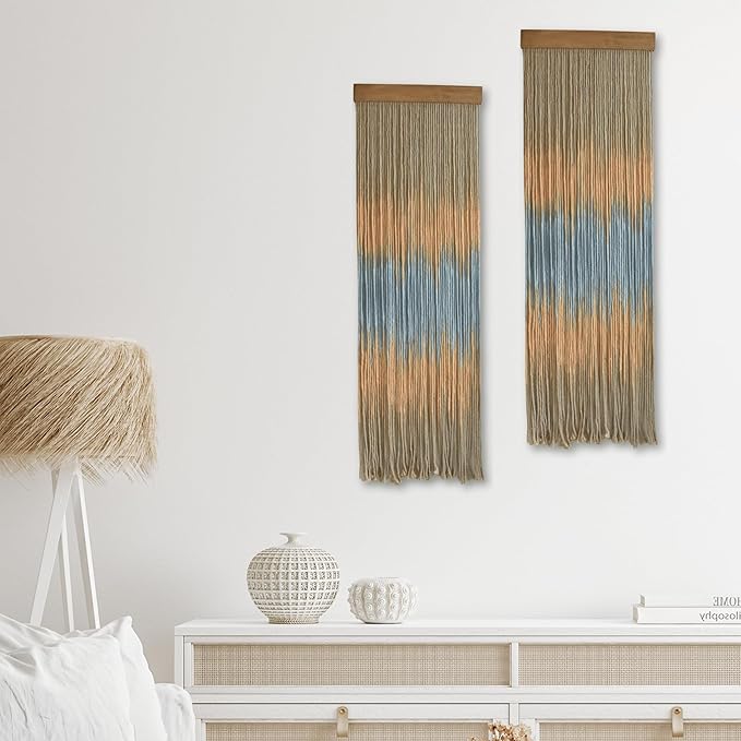 Knots & Beyond Gray Colored Macrame Wall Hanging, Yoga Tapestry Wall Hanging, Boho Yarn Wall Art, Modern Bohemian Wall Decor, Quantity 1, 12" x 37"