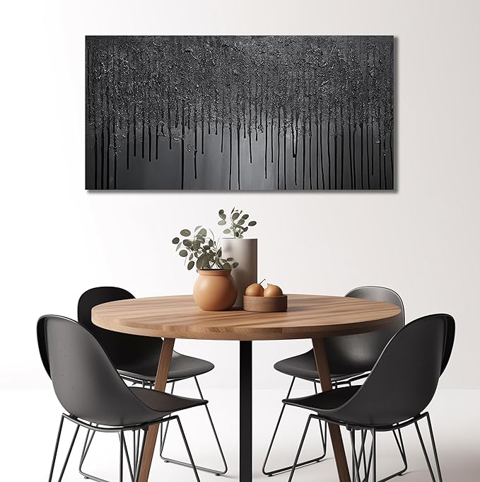 Abstract Painting Wall Art for Bedroom Black Pictures for Living Room Canvas Wall Decor for Office Men Size 24 x 47 Inch