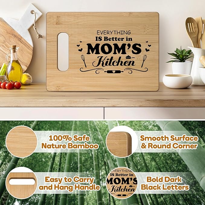 Mom Gifts for Mothers Day,Birthday,Easter Gifts for Mom from Daughter Son,Best Mom Ever Gifts,Personalized Engraved Bamboo Cutting Board Gift for Mom Bonus Mom New Mom Step Mama,Great Women Gift Ideas