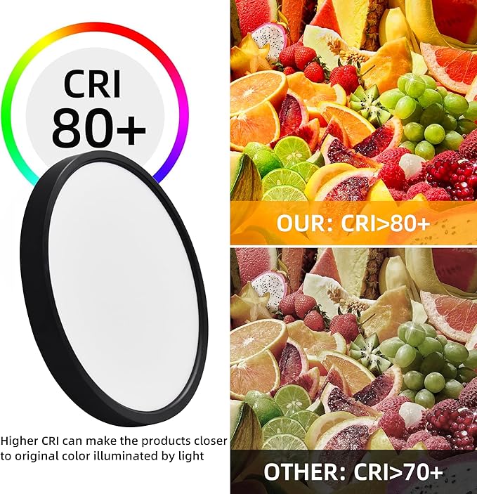 Hlite 4pack 9 Inch Flush Mount LED Ceiling Light Fixture,18W 1800LM Super Slim Light Fixtures Ceiling Mount 3000K/4000K/5000K 3CCT Selectable,Ceiling Light Fixtures for Kitchen,Bedroom (Black)