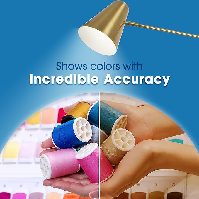 Ottlite Archer Floor Lamp - Mid-Century Modern Design, Satin Brass Finish, LED, Adjustable Shade