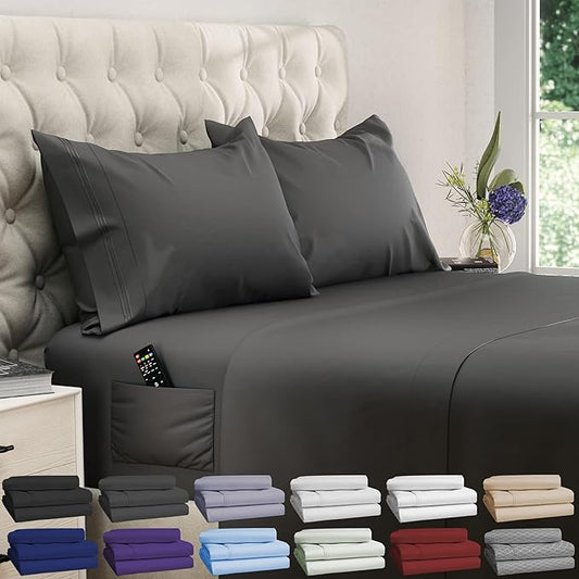 Twin XL Sheets 4pcs XL Twin Sheet Set Twin XL Fitted Sheet Extra Long Twin Sheets XL Twin Fitted Sheet Twin Extra Long Sheet Set Twin XL Bedding Twin XL Fitted Sheets XL Twin Sheets Twin XL Sheet Gray