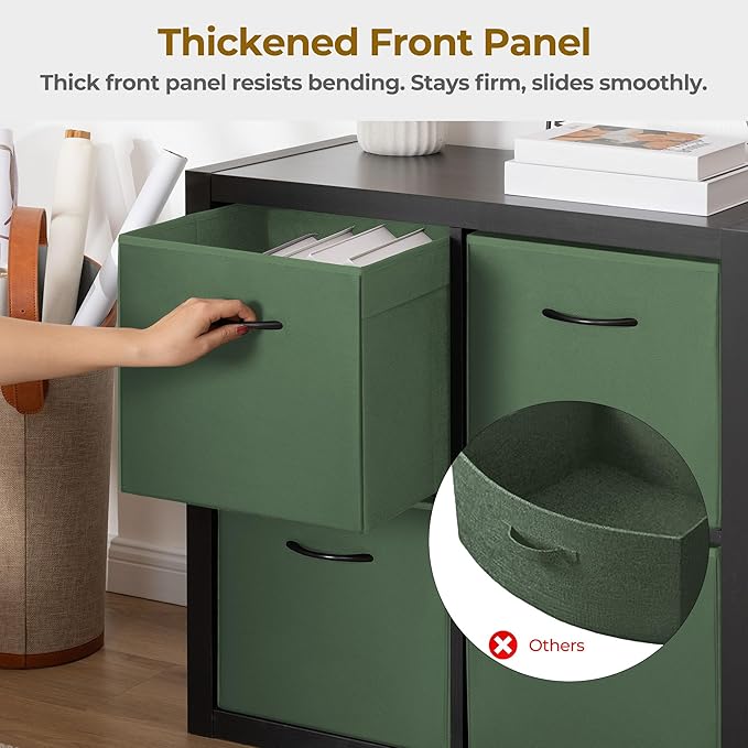 StorageWorks Green Storage Cubes, 13x13 Storage Cube Bins with Handle, Cube Storage Organizer Bins for Shelves and Closet, Collapsible Storage Bins, 4-Pack