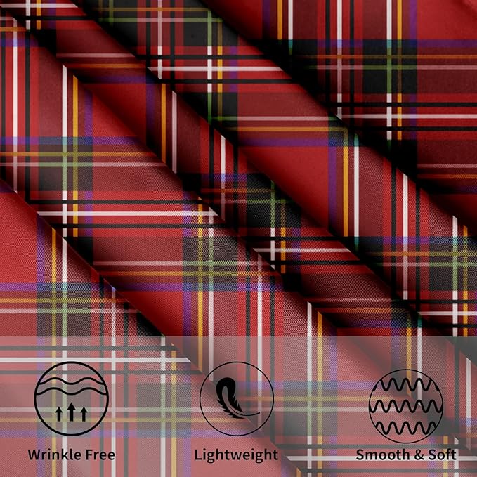 Christmas Round Tablecloth 60 Inch Red Buffalo Plaid Tablecover Merry Christmas Table Cloth Holiday Tablecloth for Home Kitchen Dining Room Party Dinner Picnic Decor