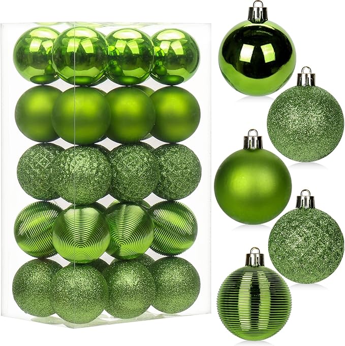 30PCS 2" Christmas Ball Ornaments Shatterproof Green Christmas Tree Decorations Xmas Tree Balls Halloween Ornaments Décor