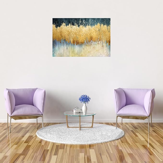 XXMWallArt FC2669 Canvas Wall Art Abstract Golden Forest Painting Modern Decor Abstract Canvas Prints for Living Room Bedroom Kitchen Home and Office Wall Decor