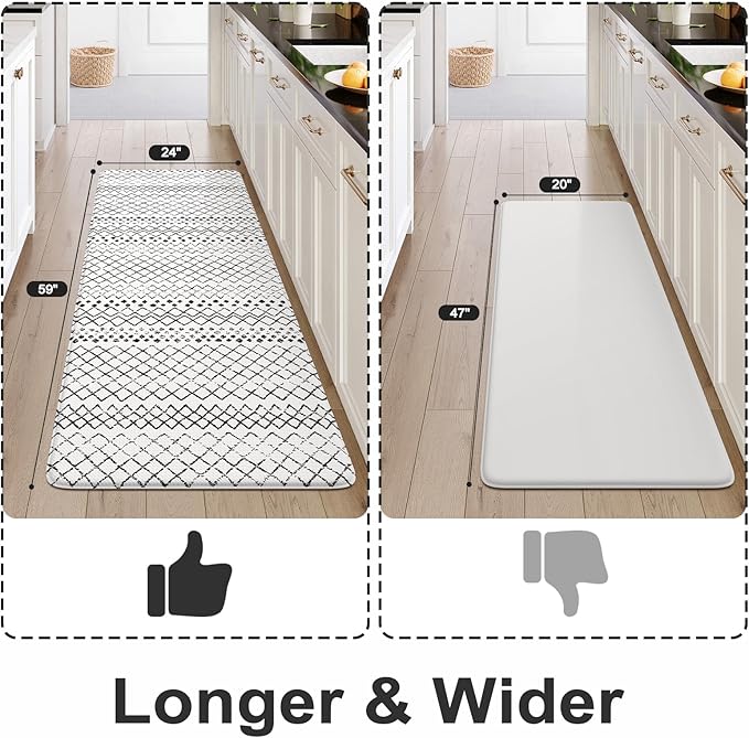 KIMODE Kitchen Mats for Floor Anti Fatigue, Geometric Kitchen Runner Rugs Non Slip, Padded Kitchen Floor Mats, Memory Foam Kitchen Mats Cushioned, Standing Desk Mat for Laundry Office Sink 24"x59"