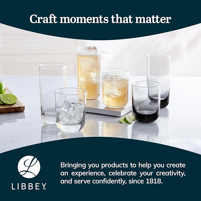 Libbey Polaris Tumbler Glasses, Axis, 17.75-ounce, Set of 8