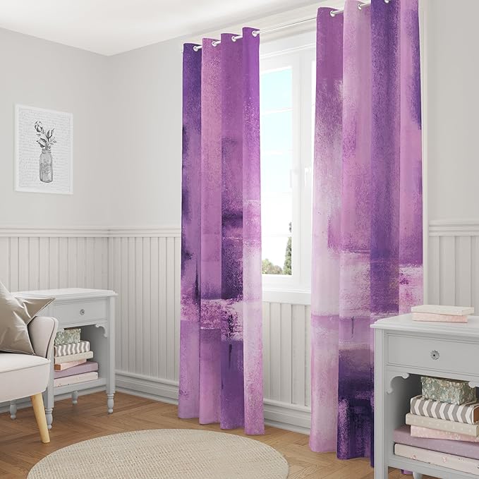 Asuexpect Purple Curtains 2 Panels Abstract Rust Curtain Room Darkening Grommet Window Treatments Modern Decorative for Bedroom Living Room, 52x96 Inches