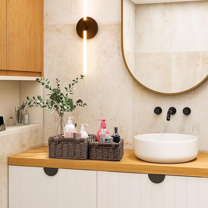 Storage Basket Wicker Baskets for Organizing Toilet Paper Storage Basket for Toilet Tank Top,Brown