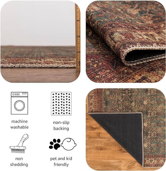 Keen Home Design 2x3 Rug - Machine Washable Entry Rug with Non-Slip Backing, Ideal for Enteryway, Kitchen, Bathroom, Laundry Room - Vintage, Easy Clean, Durable, Low Pile Rug - (2' x 3')