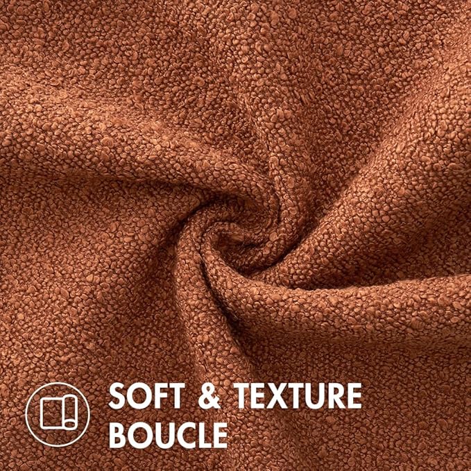 MIULEE Fall 18x18 Inch Decorative Pillow Covers for Couch Bed Set of 2 Textured Boucle Neutral Throw Pillows Rust Accent Solid Cushion Pillowcase Cozy Soft Sofa Livingroom Home Decor