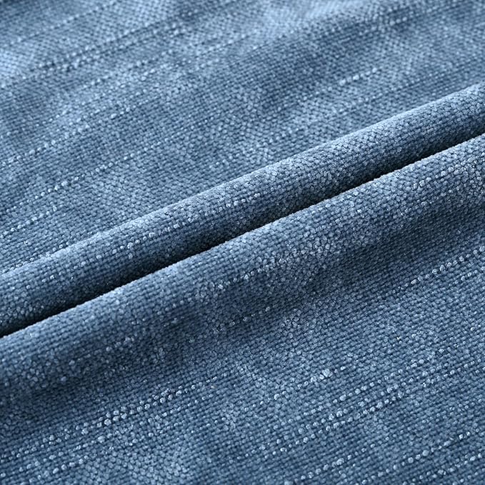 Set of 4 Soft Textured Decorative Throw Pillow Covers 16x16 Inch Cozy Farmhouse Cushion Cover Square Accent Pillow Cases for Bed Couch Sofa Living Room, Smoke Blue