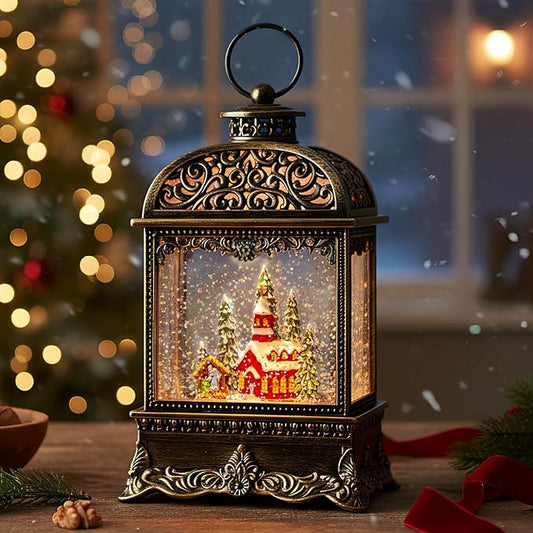 Christmas Snow Globe, Lighted Church Nativity Scene, Musical Snow Water Lantern Swirling Glittering Holiday Decoration and Gift for Family Children or Friends
