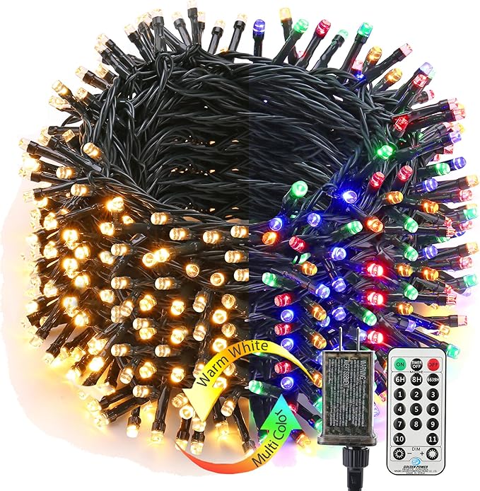 Brizled Christmas String Lights, 279ft 800 LED Color Changing With Remote, 11 Modes Tree Lights Warm White & Multicolor Green Wire for Xmas Party Home Outdoor
