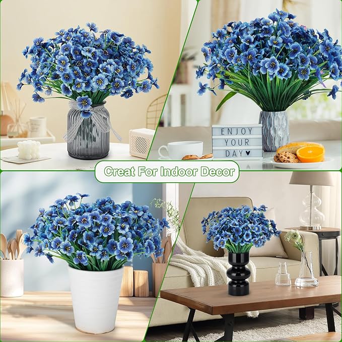 20 Bundles Artificial Flowers for Outdoors or Indoor Garden Home Decoration,No Fade Fake Flowers Faux Plants for Decoration Hanging Planters,Porch Window Box Garden Wedding Farmhouse Fake Plants