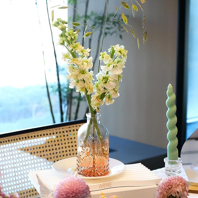 Arme Glass Bud Vase Set,30Pcs Small Glass Vase for Flowers, Clear Bud Vase in Bulk，Mini Single Vintage Vase for Centerpiece，Vases Bulk for Rustic Wedding Decor，Home Table Flower Décor(Amber)