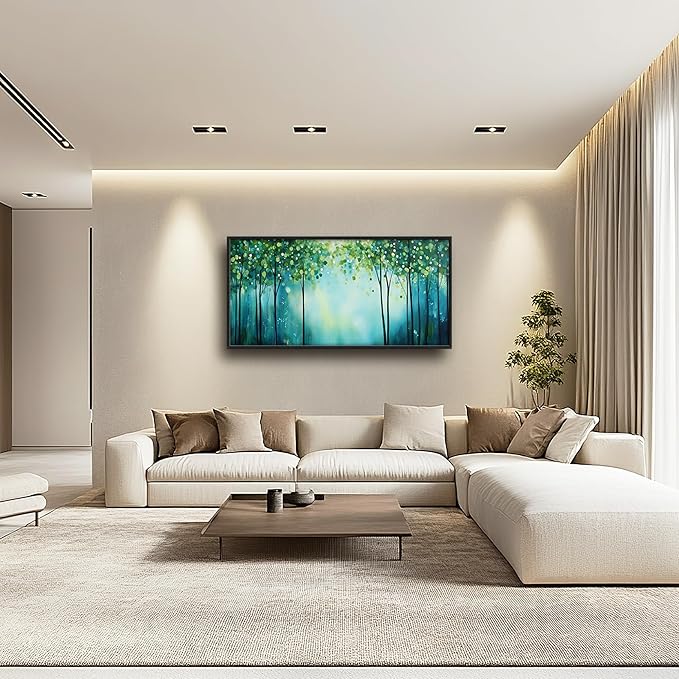 Lovira Green Forest Tree Large Wall Art Nature Landscape Canvas Wall Decor Pictures Prints Painting Framed Modern Artwork for Living Room Bedroom Bathroom Office 30"x60"