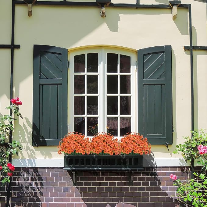 21 Bundles Outdoor Artificial Flowers UV Resistant Fake Silk Flowers No Fade Faux Plastic Plants Garden Porch Window Box Decoration(Orange)