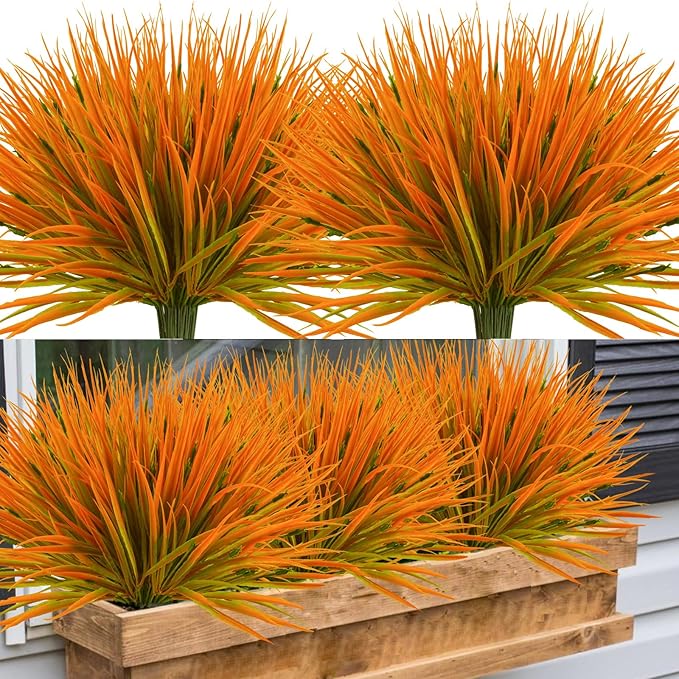 Krissing 40 Bundles Artificial Fall Flowers Outdoor UV Resistant Fake Lavender Flowers Outdoor Fall Faux Plants Greenery Shrubs for Home Garden Porch Outside Fall Decor
