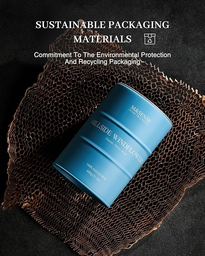 M&SENSE White Flowers Large Natural Scented Candle, 120 Hours Long Lasting Soy Candle 21.2oz, Stress Relief Floral Aromatherapy Candles for Women, Valentines Day Gifts for Her