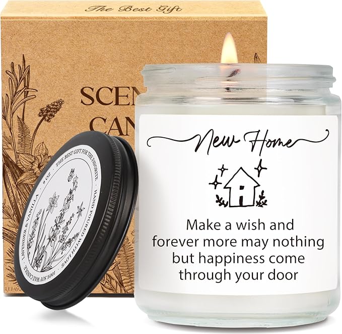 Housewarming Scented Candle Gift for New Homeowners, Make A Wish in Your New Home Candle, Buyers Homeowners Gifts, House Warming Decoration for Homeowner, First Apartment Gift Idea for Women Men-16