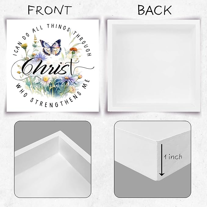 Christian Gifts, ‘I Can Do All Thing Through Christ’ Wooden Box Sign Decor, Thanksgiving, Christmas Gifts, Christian Decorations, Christian Home Décor Gifts for Family, Friends, etc.(058)
