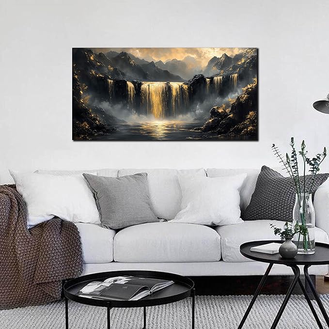 Waterfall Canvas Wall Art for Living Room - Mountain Art Wall Decor for Office - Modern Wall Art for Bedroom Size 20" x 40"