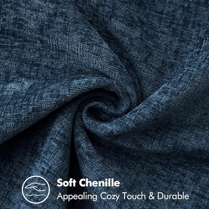 MIULEE Pack of 2 Couch Throw Pillow Covers 18x18 Inch Coastal Navy Blue Farmhouse Decorative Pillow Covers with Stitched Edge Soft Chenille Solid Dyed Spring Pillow Covers for Sofa Bed Living Room