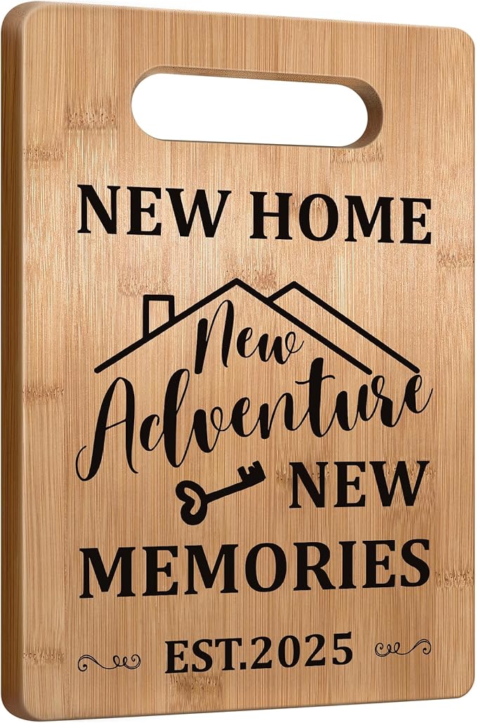Housewarming Gift for New House Homeowner, House Warming Gifts New Home 2025 Cutting Board Gift, First Home Gift for Neighbor, Realtor Closing Gifts for Home Buyers New Home New Adventure New Memories