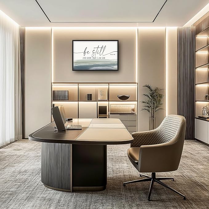 Flintis Large Christian Wall Art Be Still and Know That I Am God Sign Pictures Wall Decor Bible Verse Canvas Painting Print Artworks Framed for Living Room Bathroom Master Bedroom Office 36L x 24W