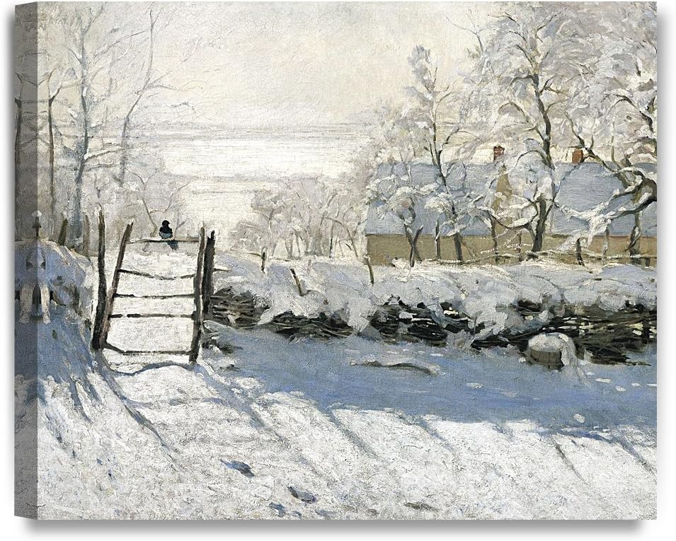 DECORARTS - The Magpie, Claude Monet Art Reproduction. Giclee Canvas Prints Wall Art for Home Decor 24x20