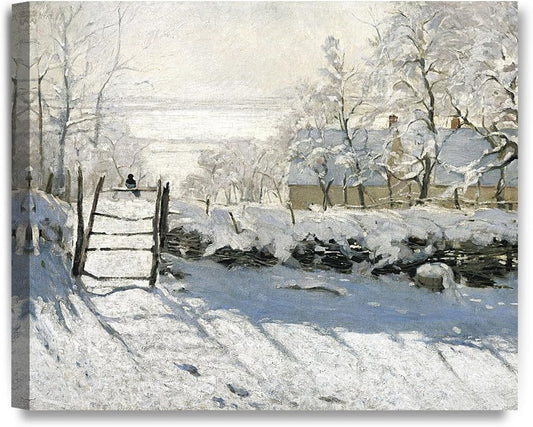 DECORARTS - The Magpie, Claude Monet Art Reproduction. Giclee Canvas Prints Wall Art for Home Decor 24x20