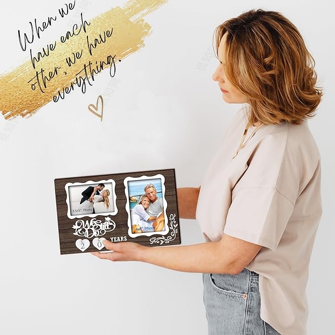 We Still Do Double Picture Frame Holds 4X6 Inches and 3.5X5 Inches,1-99 Years of Love Anniversary Wedding Marriage Blessing Gifts for Couples