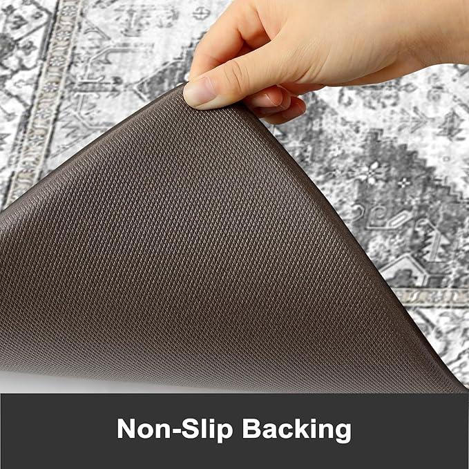 KIMODE Kitchen Rugs and Mats 2PCS Cushioned Anti Fatigue Kitchen Mat Non-Skid Waterproof Kitchen Runner Rug for Kitchen Decor,Floors,Office,Laundry,Grey