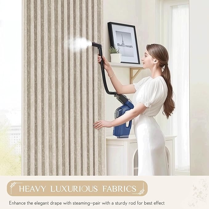 Beauoop Beige Floral Jacquard Blackout Curtains 84 Inches Long for Patio Sliding Door Extra Wide Chenille Flower Divider Room Darkening Thermal Soundproof Grommet Window Drapes, 100x84 Set of 1