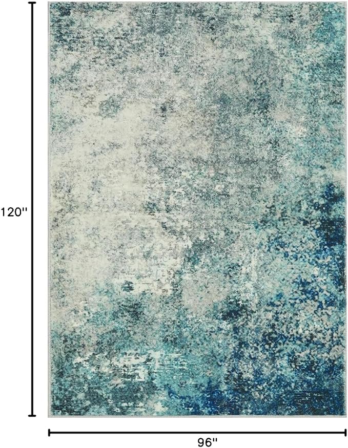 Lahome Modern Abstract 8x10 Area Rugs for Living Room, Washable Accent Rugs for Bedroom Stain Resistant Non Slip, Large Soft Indoor Carpet for Dining Room Table Home Office Decor, Blue/Grey