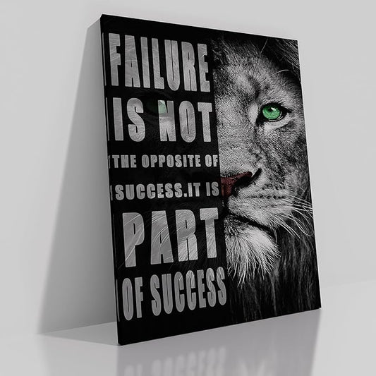 Motivational Wall Art Lion animal Canvas Poster Prints Success Inspirational Picture Entrepreneur Quote Home Office Bedroom Decor Wooden Framed Wall Decor Ready to Hang [18''W x 24''H]