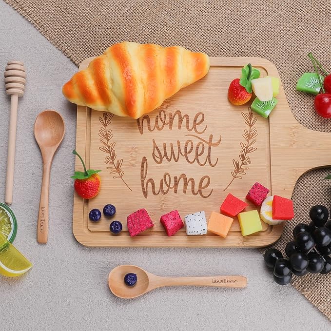 House Warming Gifts New Home,New Home Gifts Ideas,Realtors Closing Gifts for Home Buyers,Home Sweet Home Bamboo Serving Board for Couple Women Men