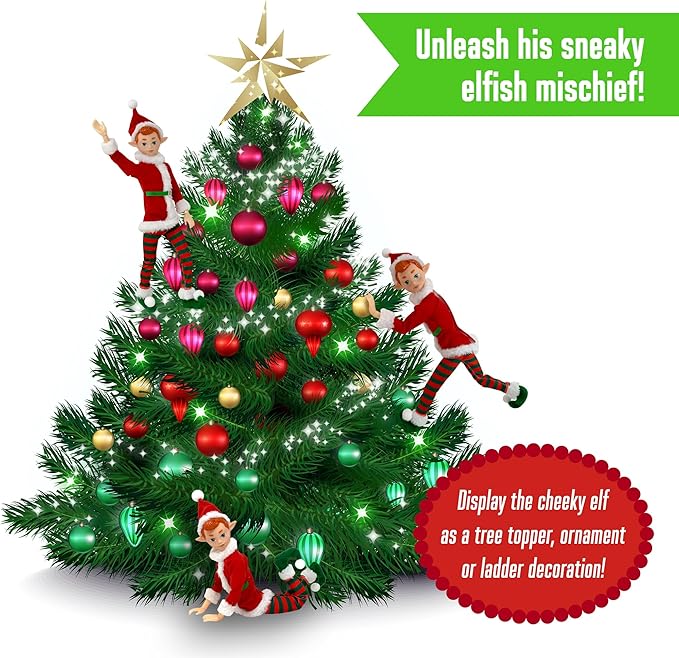 The Original Elf Christmas Elf Dolls, 12" Elf Doll, Toy for Kids or Décor, Mini Toy Elf Dolls for Christmas Elf Decorations, Poseable Little Elf Shelf Sitters with Dangling Legs