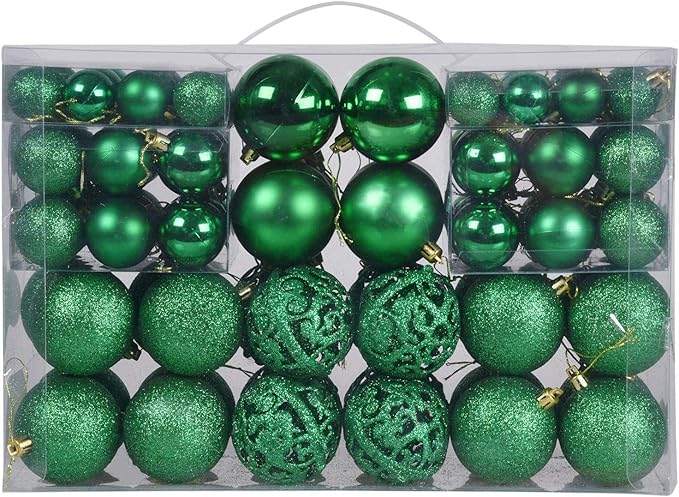 Christmas Balls Tree Ornaments, Shatterproof Christmas Decorations Set with Reusable Hand-held Gift Package for Holiday Xmas Tree Decor (100, Green)