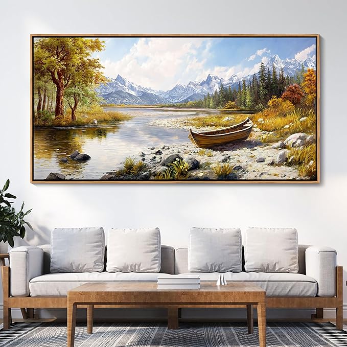 Mofutinpo Mountain Landscape Wall Art - Nature Forest Canvas Art for Living Room, Bedroom & Dining Room - Framed Paintings for Wall Decor - Large Scenic Artwork for Home 29x58IN