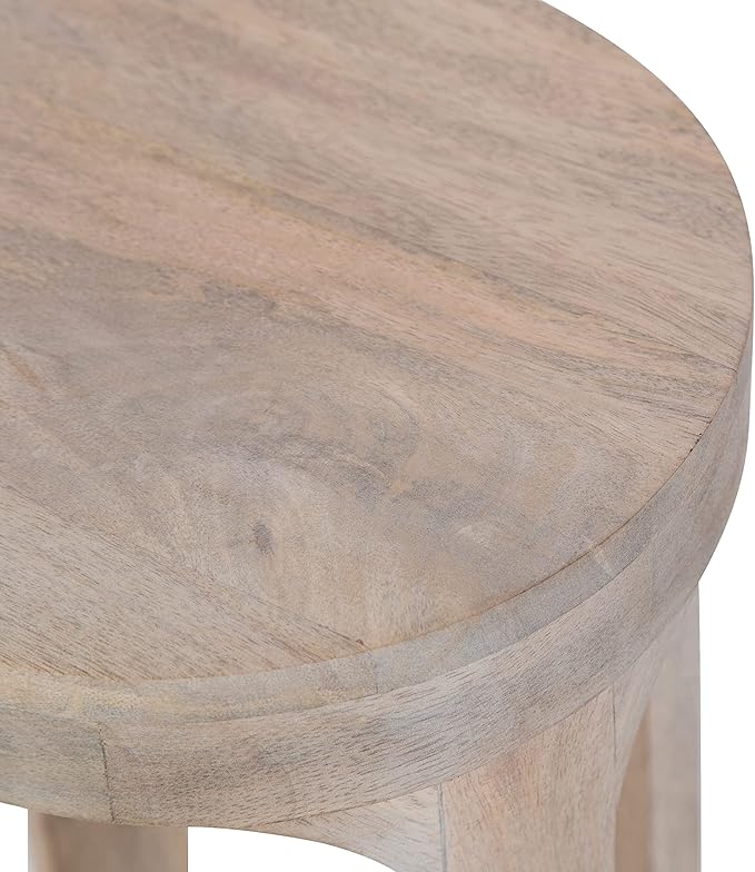 Kate and Laurel Dahl Coastal Wooden Round Drink Table; 8 x 23; Whitewash; Boho Circle Wood Accent Pedestal Table for Living Room Plant Stand or Small Bedroom Nightstand