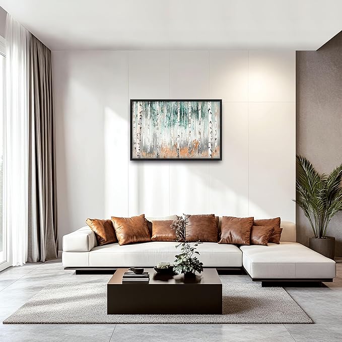 Birch Tree Large Wall Art for Living Room Framed, Birch Forest Wall Decor Pictures, Nature Scenery Trees Landscape Canvas Print Painting, Aesthetic Artwork Bedroom Office Home Decor 36"x24"